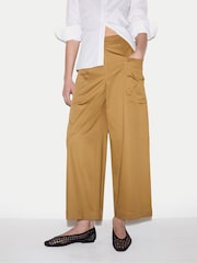Braun - Jigsaw Cotton High Waisted Trousers - Bild 1 von 4