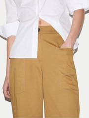 Braun - Jigsaw Cotton High Waisted Trousers - Bild 4 von 4
