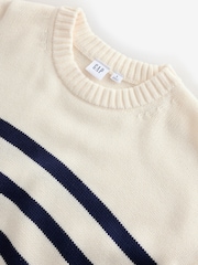 Gap White/Navy Stripe Relaxed Crew Neck Jumper - Image 3 of 5