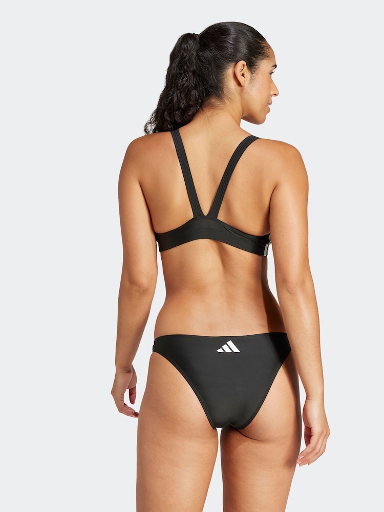 adidas Black 3 Stripe Bold Bikini - Image 2 of 8 adidas Black 3 Stripe Bold Bikini - Image 2 of 8