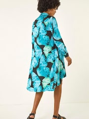 Roman Blue Abstract Print High Low Shirt Dress - Image 2 of 5