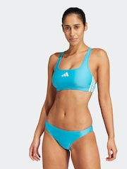 adidas Blue 3 Stripe Bold Bra & Knicker Sets - Image 1 of 8