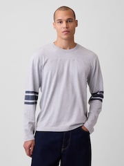 Gap Grey Heavyweight Varsity Long Sleeve T-Shirt - Image 1 of 4