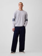 Gap Grey Heavyweight Varsity Long Sleeve T-Shirt - Image 4 of 4