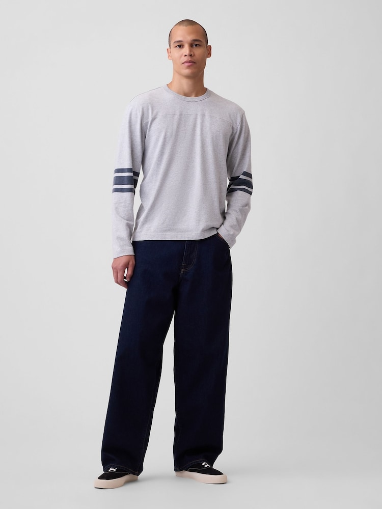 Gap Grey Heavyweight Varsity Long Sleeve T-Shirt - Image 4 of 4