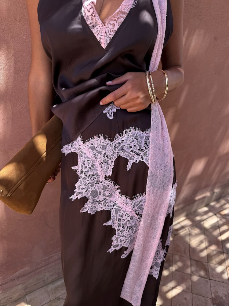 Never Fully Dressed Brown Lily Skirt with Pink Lace - Image 6 of 6