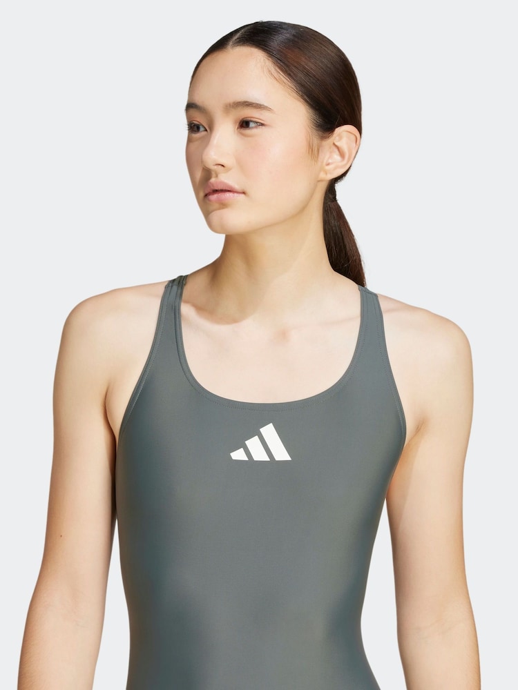 adidas Green 3 Bar Swimsuit - Image 5 of 6
