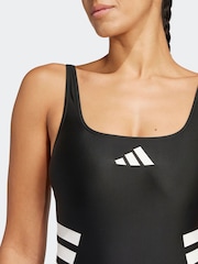 שחור - Adidas בגד ים עם גב U ועיטור 3 פסים - Image 4 of 6