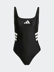 שחור - Adidas בגד ים עם גב U ועיטור 3 פסים - Image 6 of 6