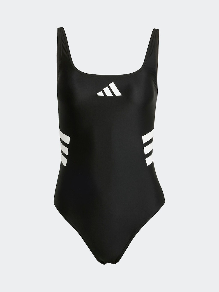 שחור - Adidas בגד ים עם גב U ועיטור 3 פסים - Image 6 of 6