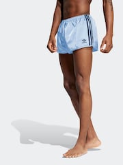 adidas Blue Adicolor 3-Stripes 2 Inch Swim Shorts - Image 1 of 6