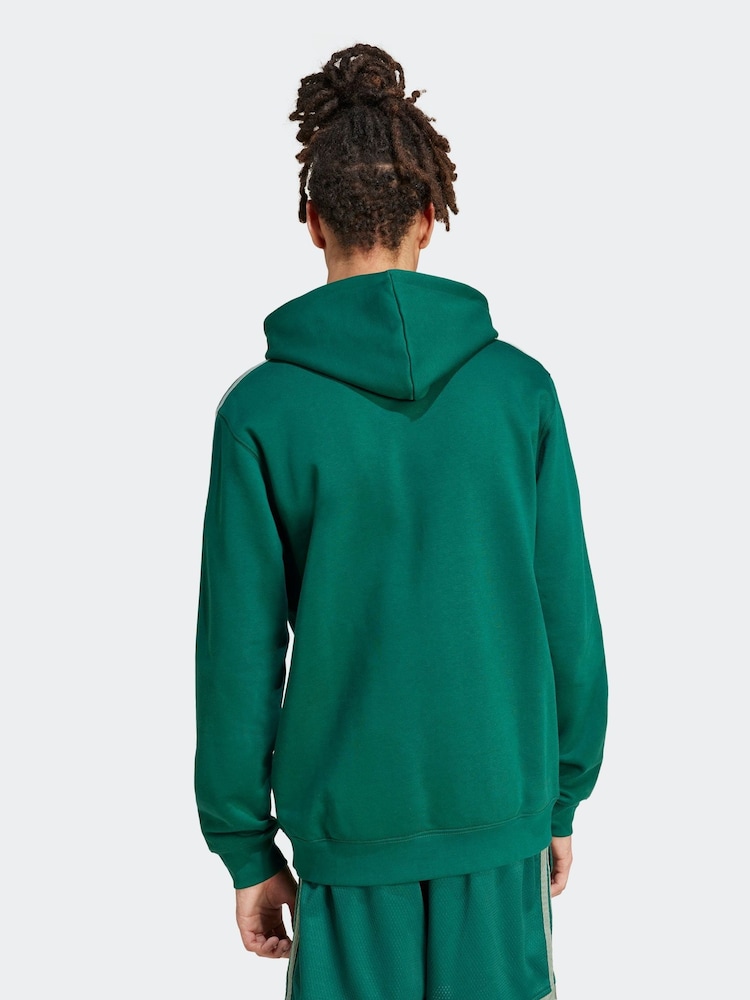 adidas Originals Green Adicolor Classics 3-Stripes Hoodie - Image 2 of 6