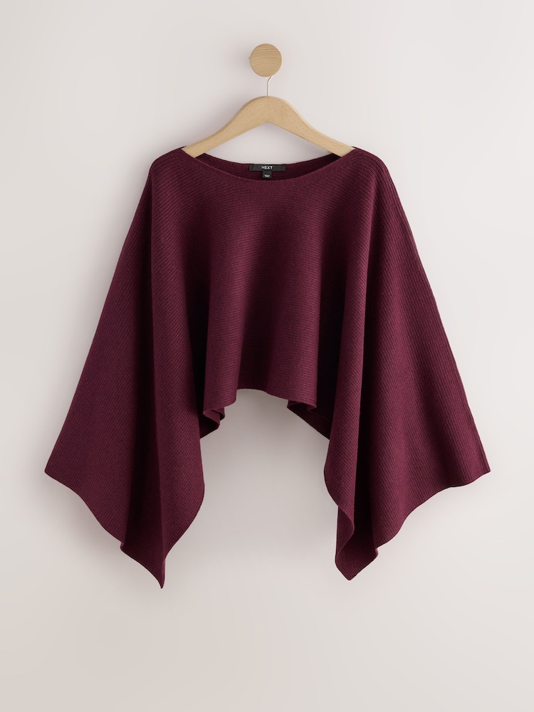Burgundy Red Supersoft Slash Neck Longsleeve Cape Jumper - Image 1 of 3 Burgundy Red Supersoft Slash Neck Longsleeve Cape Jumper - Image 1 of 3