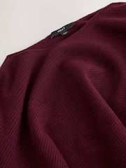 Burgundy Red Supersoft Slash Neck Longsleeve Cape Jumper - Image 3 of 3