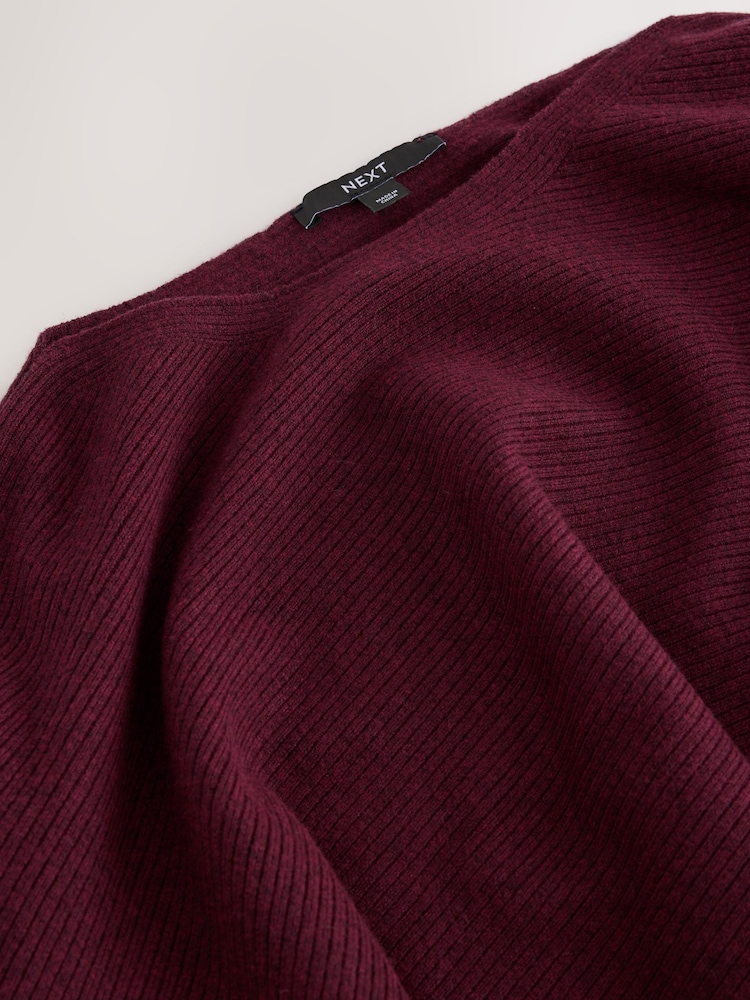 Burgundy Red Supersoft Slash Neck Longsleeve Cape Jumper - Image 3 of 3 Burgundy Red Supersoft Slash Neck Longsleeve Cape Jumper - Image 3 of 3