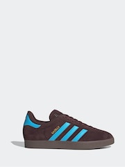 adidas Originals Brown/Blue Gazelle Trainers - Image 1 of 9