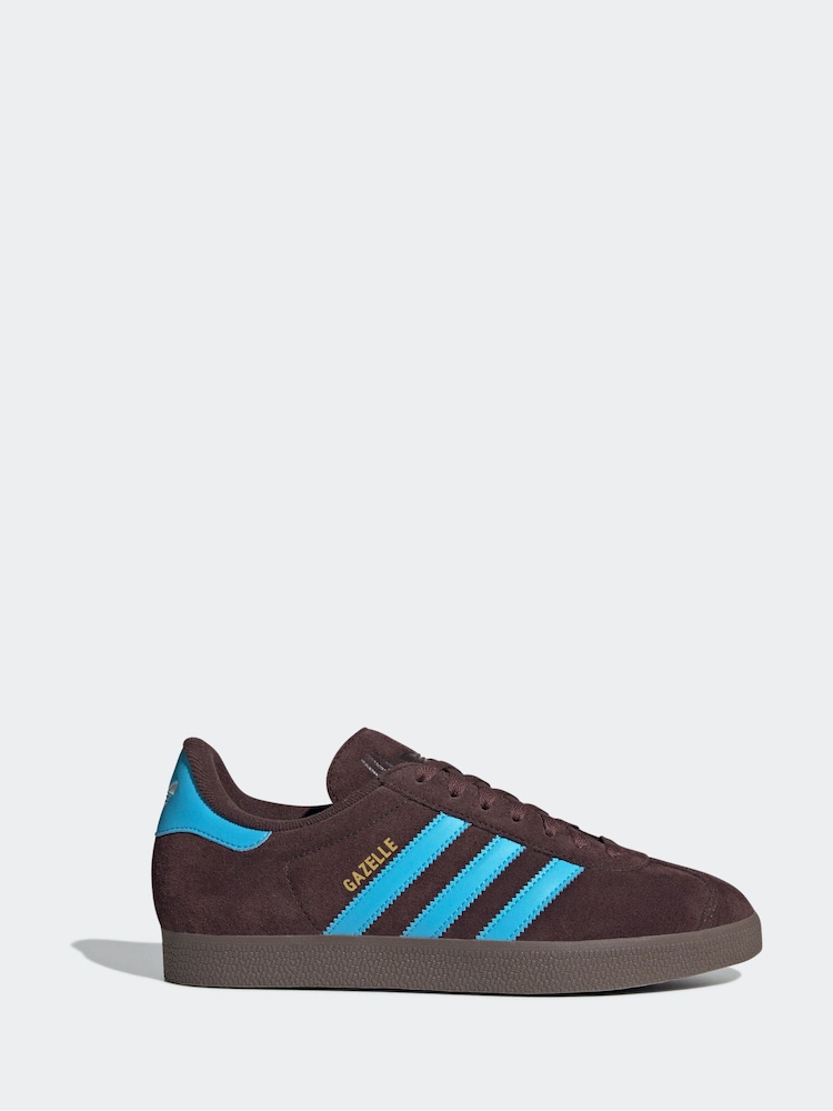 adidas Originals Brown/Blue Gazelle Trainers - Image 1 of 9