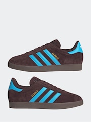 adidas Originals Brown/Blue Gazelle Trainers - Image 5 of 9