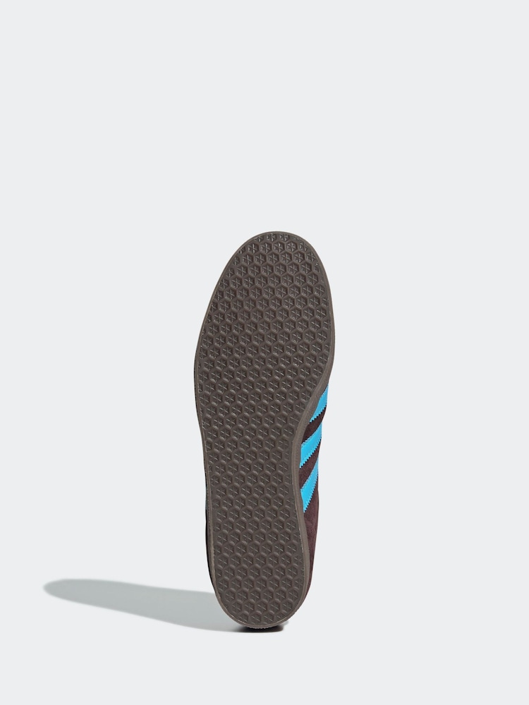 adidas Originals Brown/Blue Gazelle Trainers - Image 7 of 9