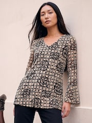 Roman Natural Printed Lace Top - Image 1 of 4