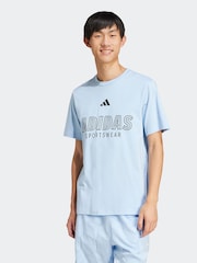 adidas Blue House of Tiro Linear 100% Cotton Graphic Print T-Shirt - Image 1 of 7