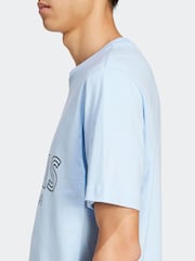 adidas Blue House of Tiro Linear 100% Cotton Graphic Print T-Shirt - Image 6 of 7