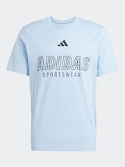 adidas Blue House of Tiro Linear 100% Cotton Graphic Print T-Shirt - Image 7 of 7