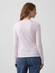 Gap Light Pink Modern Ribbed Long Sleeve T-Shirt - Image 2 of 3