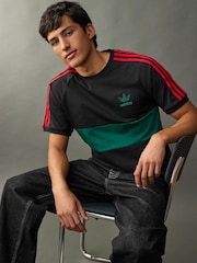 adidas Originals Black 3-Stripes Panel 100% Cotton T-Shirt - Image 1 of 5