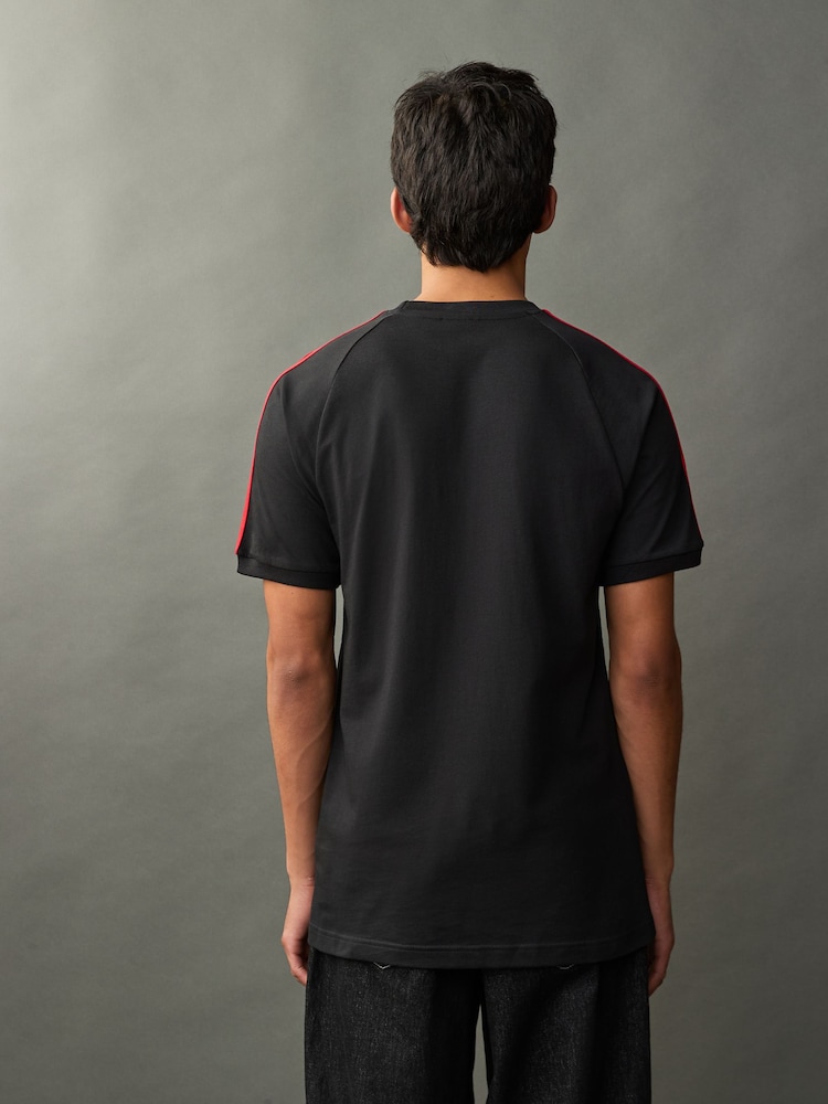 adidas Originals Black 3-Stripes Panel 100% Cotton T-Shirt - Image 3 of 5