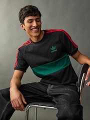 adidas Originals Black 3-Stripes Panel 100% Cotton T-Shirt - Image 4 of 5