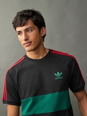 adidas Originals Black 3-Stripes Panel 100% Cotton T-Shirt - Image 5 of 5