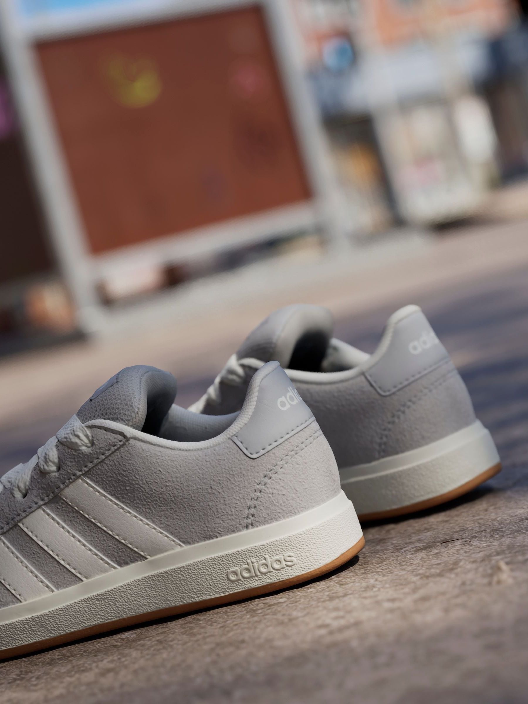 Buy adidas Grey Grand Court 00s Suede Lace Kids Trainers from the