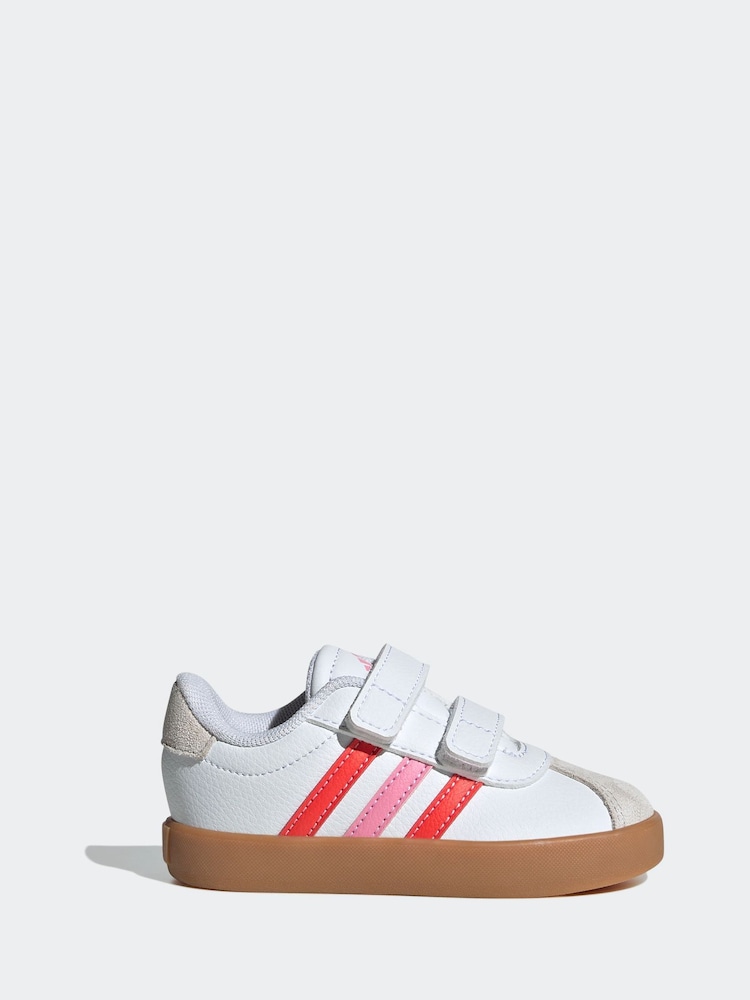 adidas White/Grey VL Court 3.0 Hook and Loop Trainers - Image 1 of 9