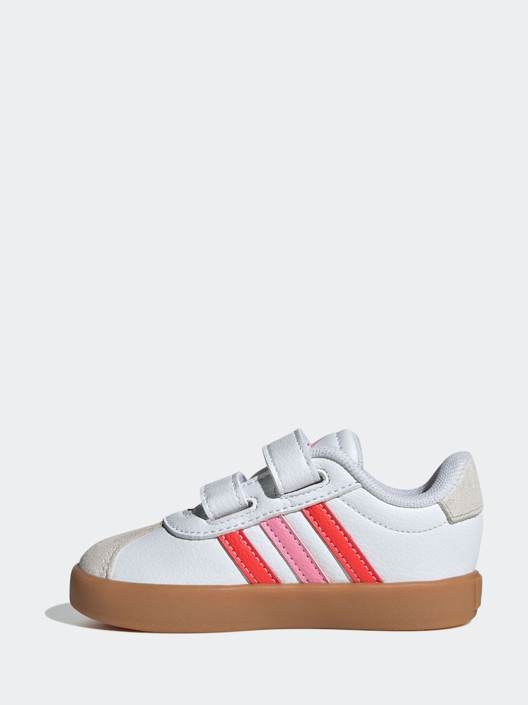 adidas White/Grey VL Court 3.0 Hook and Loop Trainers - Image 2 of 9