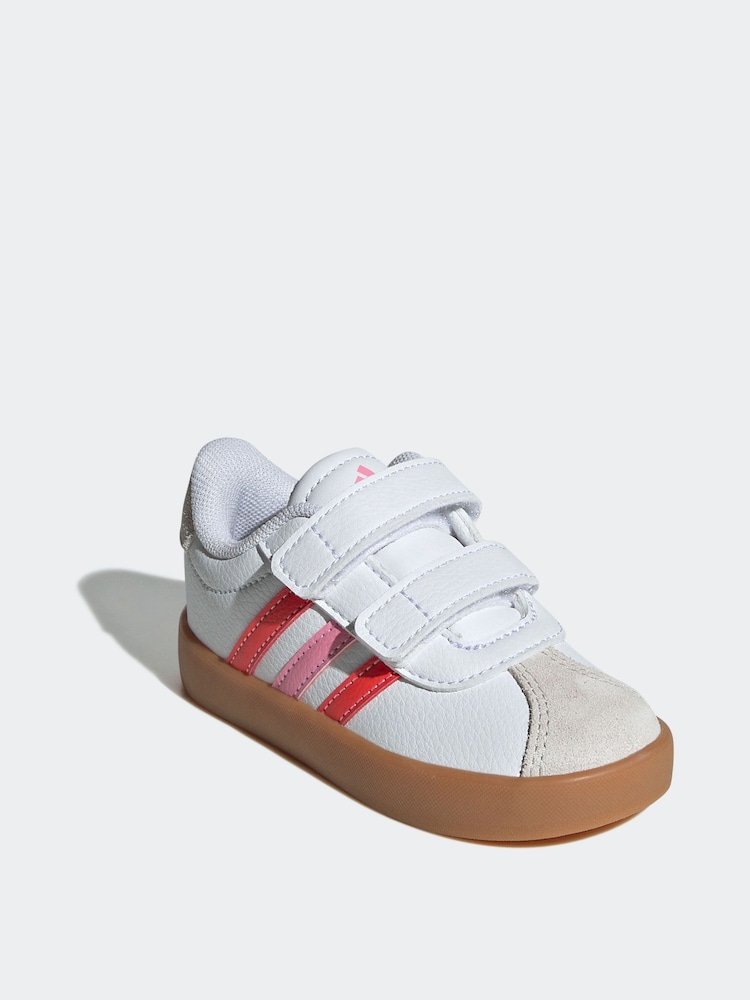 adidas White/Grey VL Court 3.0 Hook and Loop Trainers - Image 3 of 9