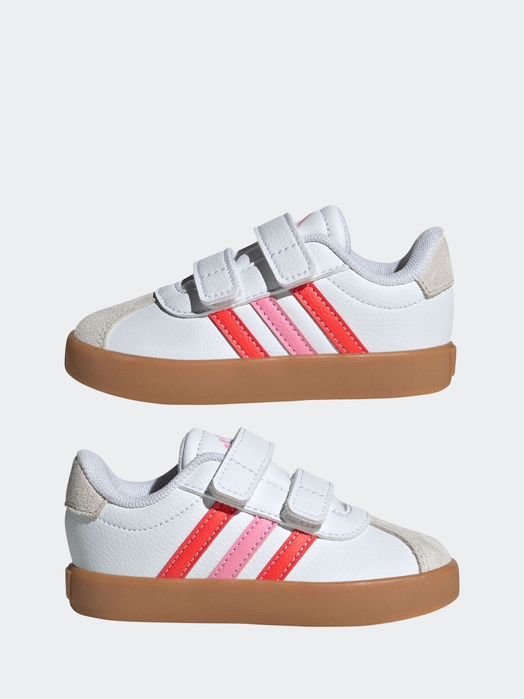 adidas White/Grey VL Court 3.0 Hook and Loop Trainers - Image 5 of 9