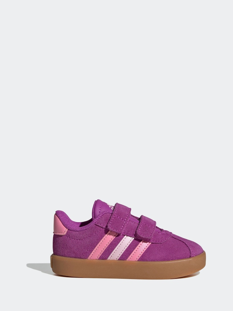 adidas Pink VL Court 3.0 Hook and Loop Trainers - Image 1 of 9