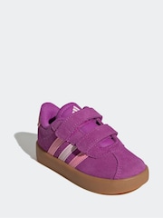 adidas Pink VL Court 3.0 Hook and Loop Trainers - Image 3 of 9