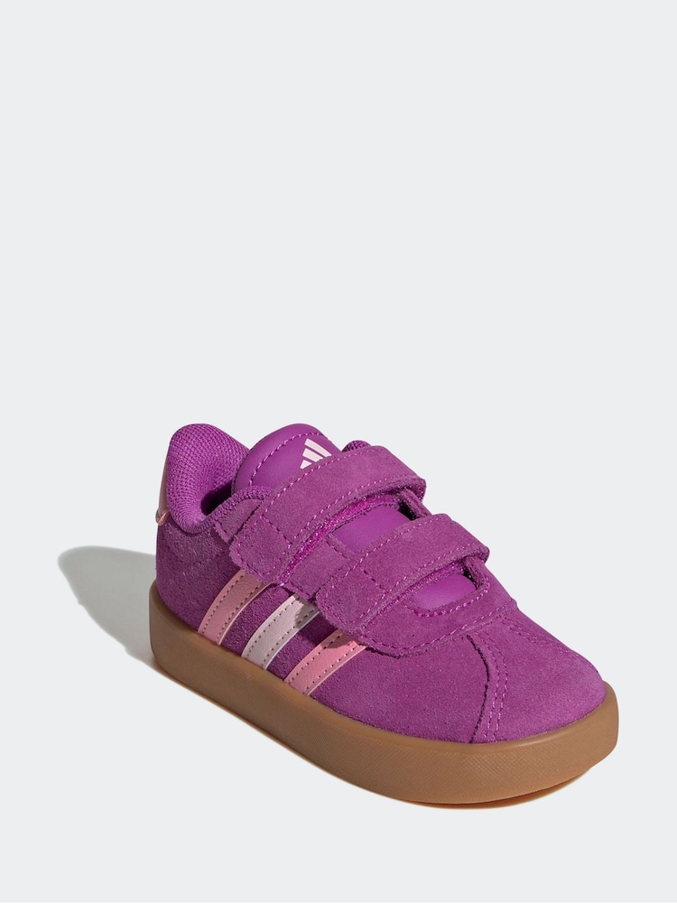 adidas Pink VL Court 3.0 Hook and Loop Trainers - Image 3 of 9