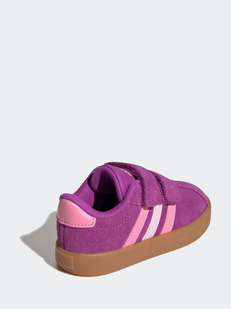 adidas Pink VL Court 3.0 Hook and Loop Trainers - Image 4 of 9