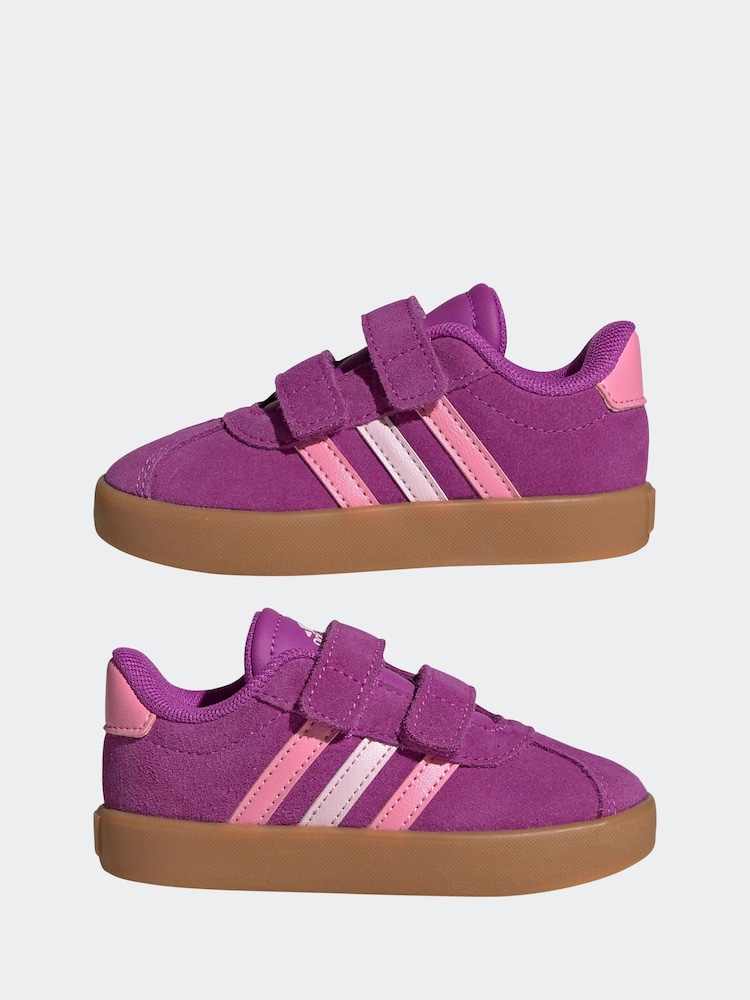 adidas Pink VL Court 3.0 Hook and Loop Trainers - Image 5 of 9