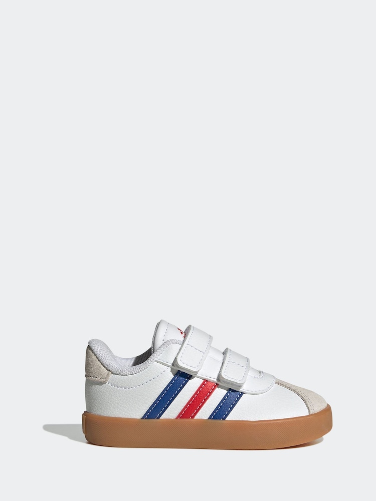 adidas White Cream VL Court 3.0 Hook and Loop Trainers - Image 1 of 9