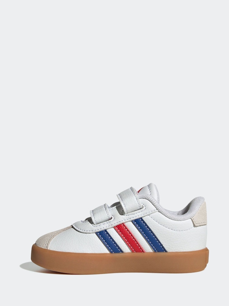 adidas White Cream VL Court 3.0 Hook and Loop Trainers - Image 2 of 9