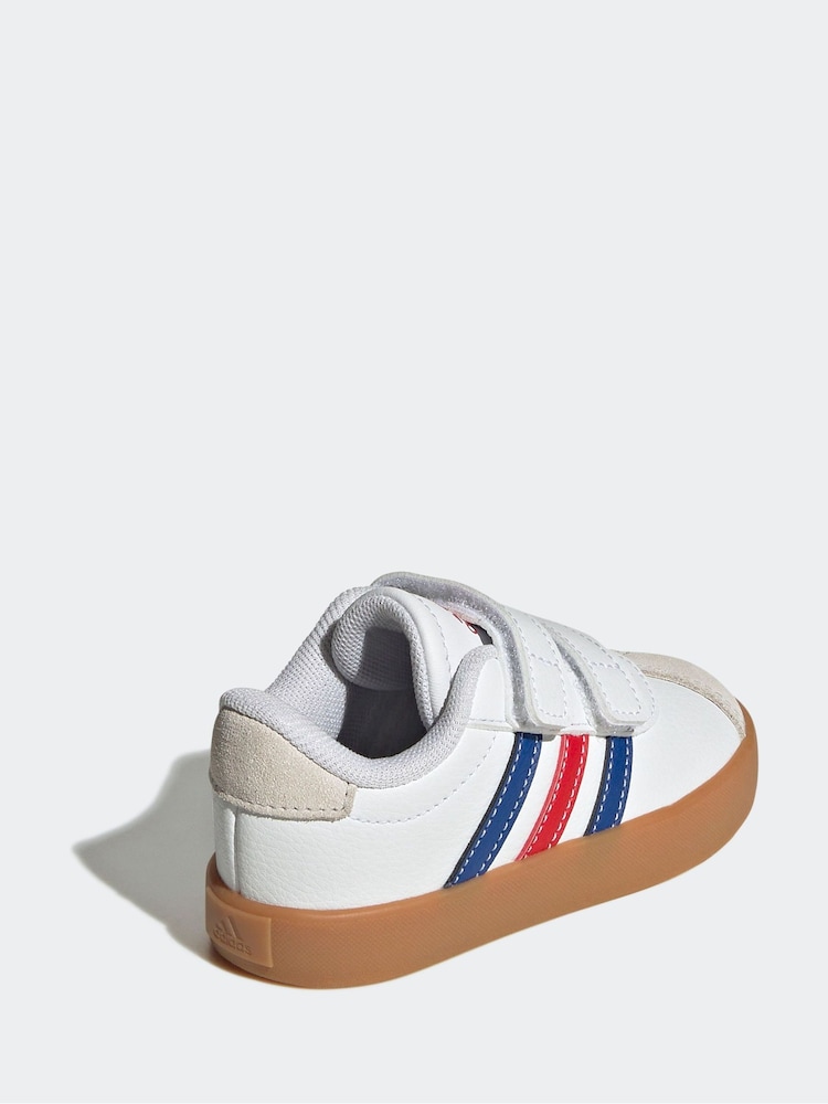adidas White Cream VL Court 3.0 Hook and Loop Trainers - Image 4 of 9