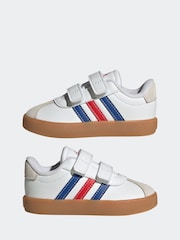 adidas White Cream VL Court 3.0 Hook and Loop Trainers - Image 5 of 9