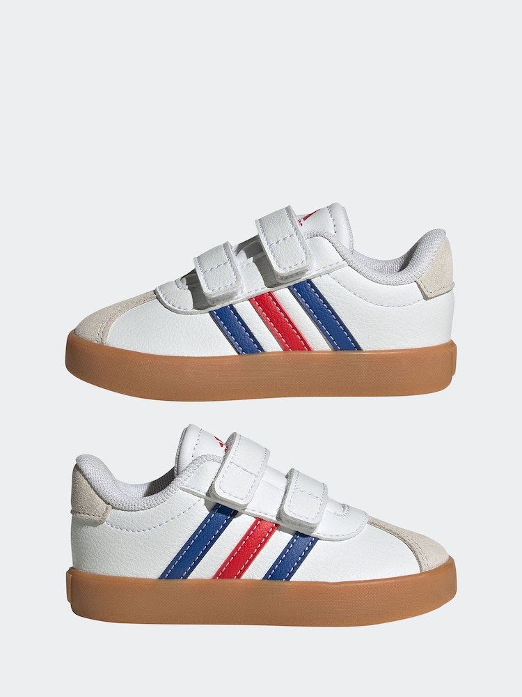 adidas White Cream VL Court 3.0 Hook and Loop Trainers - Image 5 of 9