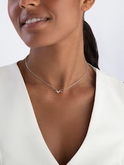 Beaverbrooks Gold Silver and Yellow Plated Cubic Zirconia Knot T-Bar Necklace - Image 1 of 4