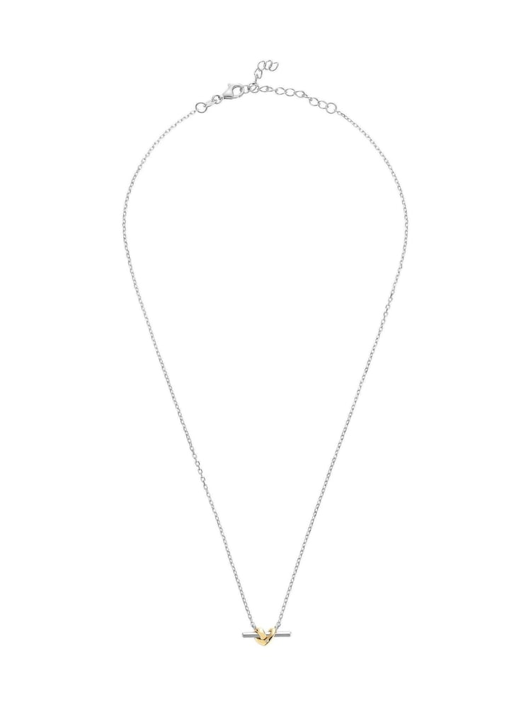 Beaverbrooks Gold Silver and Yellow Plated Cubic Zirconia Knot T-Bar Necklace - Image 2 of 4