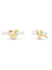 Beaverbrooks Plated Silver and Yellow Cubic Zirconia Knot T-Bar Stud Earrings - Image 1 de 3